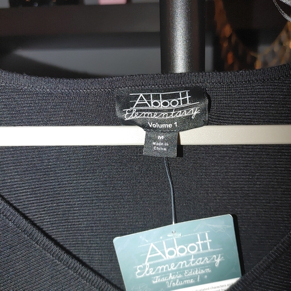 Abbott Elementary Black Midi Knit Dress With Tie Around Waist, Size Medium, NWT - Picture 7 of 9